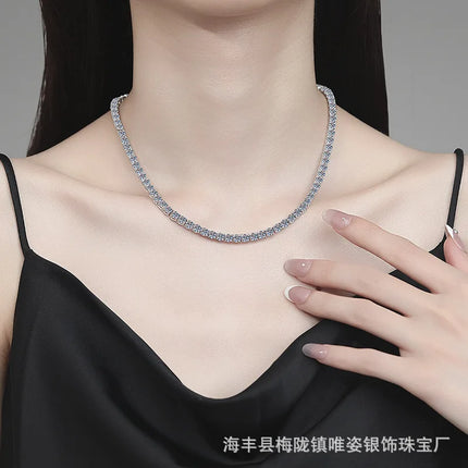 Bulk Hip-Hop Moissanite Tennis Necklace, PT950 Platinum, High-End Aesthetic for Men and Women, Luxury Jewelry