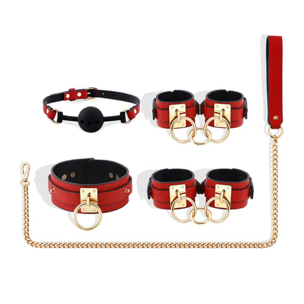 Leather Red Handcuff Anklecuffs Bondage BDSM Goth Red PU Leather Bracelet Cuff Adult Erotic Sex Toys for Couple Sexy Adult Games