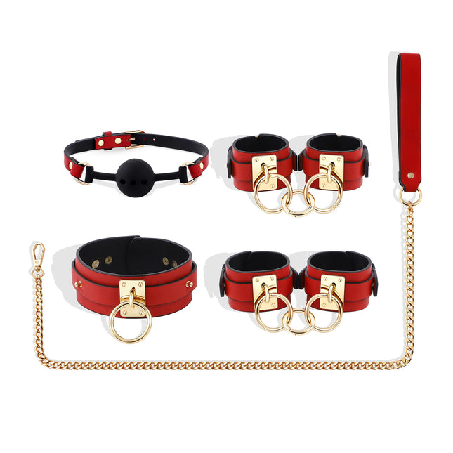Leather Red Handcuff Anklecuffs Bondage BDSM Goth Red PU Leather Bracelet Cuff Adult Erotic Sex Toys for Couple Sexy Adult Games