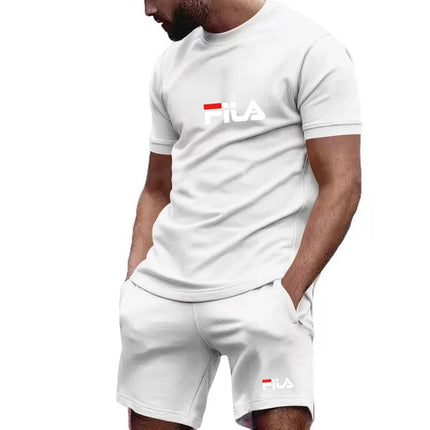 Men's Summer Casual Sports Two-Piece Set - Short-Sleeve Breathable Quick-Dry T-Shirt And Shorts for Outdoor Running Fitness