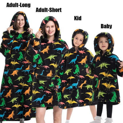 Plush Fleece Family Matching Hoodie Girl Sweatshirt Homewear Men Women Children Thick Pullover Oversize Winter Sherpa Blanket