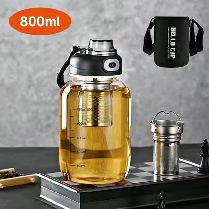 Large Capacity Glass Water Bottles With Tea Strainer Travel Portable Tea Infuser Bottle For Sport Camping Drinkware Gift For Man