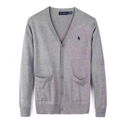 Winter New Style RL Horse Logo Men's Knitted Sweater Button Cardigan Business Casual Cotton Sweater Breathable Machine Washab...