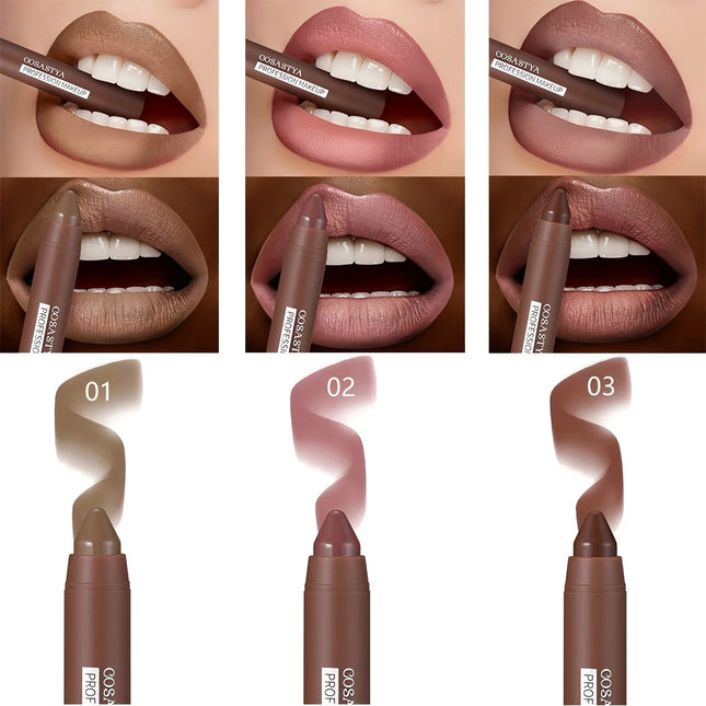 6 colors of matte crayon lipstick, long-lasting and waterproof, full effect, create perfect lip makeup