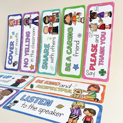 16 PCS Classroom Rules Bulletin Board Set Big Cards Classroom Decor Student Behavior Rules Developing Good Habits for Kid Child