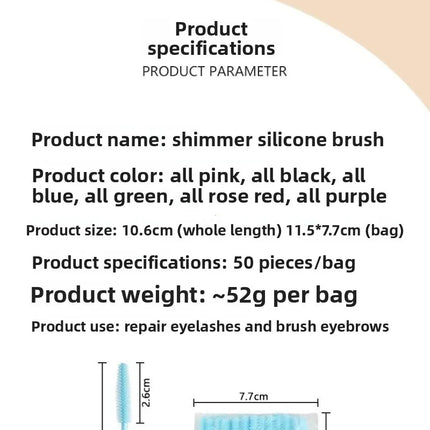 50pcs Crystal Silicone Eyelash Brush Lash Makeup Brushes Eyebrow Comb Eyelashes Extension Spoolie Microbrush Cosmetics Tool