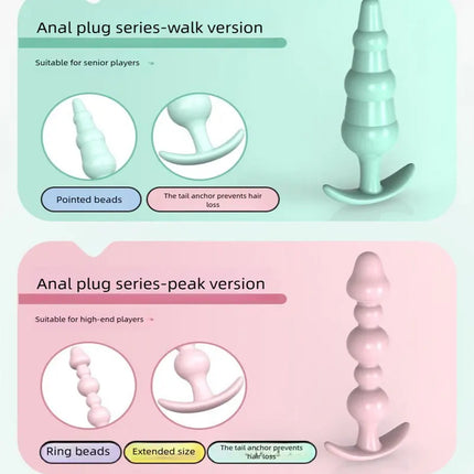 5pcs Silicone Anal Plug Jewelry Base Beginner To Expert Butt Plug,Adult Toys Tail Female/Male Dildos Sex Toy Couples Adults Game