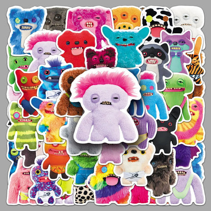 50 Cute and Fun Fugglers Monster Stickers, Suitable for Water Bottles, Phones, Computers, Notebooks, Stationery, Luggage, DIY Decoration Stickers, Creative Gifts, Birthday Gifts, Tooth Monster Waterproof Decorative Stickers f