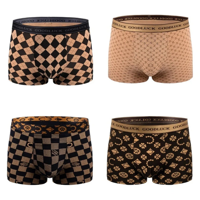 4PCS Luxury Underwear Men Boxer Breathable Soft Men's Boxer Briefs Sporty Boxers Men's Square Panties Shorts Sexy Underwear