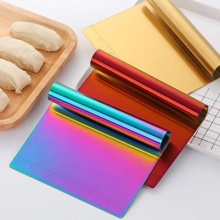 Stainless Steel Pastry Dough Cutter Manual Operation Ergonomic Handle Pizza Scraper Clear Markings Comfortable Grip Cake Divider