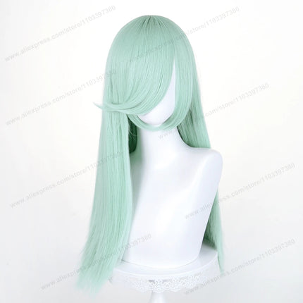 60cm Long Straight Cosplay Synthetic Wig With Bangs Golden Yellow Green Blonde Purple Heat Resistant Hair Anime Wigs + Wig Cap