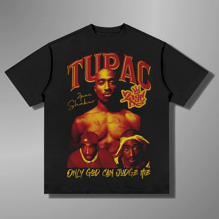 Tupac Shakur Crew Neck Printed T-Shirt Women Men Oversize Fit Short Sleeve Street Harajuku High Quality Cotton Casual Clothing