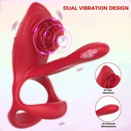 Rose Lock Ring Vibrator for Men,delayed Ring for Masturbation,stimulating Penis and Prolonging Orgasm,adult Products for Couples