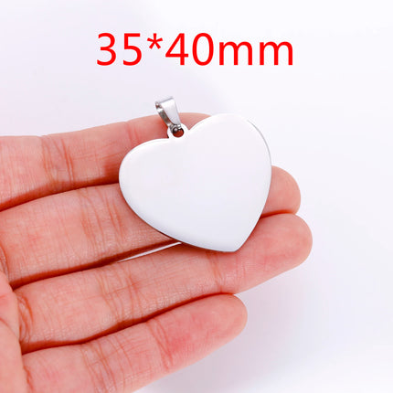 5pcs Mirror Polished Stainless Steel Blank Heart Tag Charms For DIY Making Jewelry Necklace Pendant Lettering Customized Logo