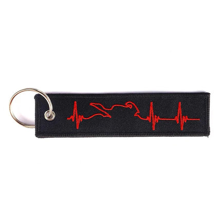 Simplicity Fashion Biker Heartbeat Keychain for Motorcycles Key Chains Embroidery Key Fobs Jewelry Fashionable Chain Wholesale