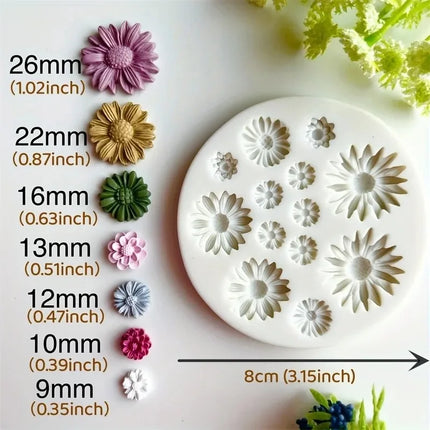 Mini Daisy Flower Silicone Mold DIY Decoration Cake Tools Chocolate 3D Mould Tools Wedding Birthday Decor Pastry Baking Mould