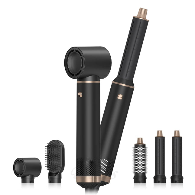 5-in-1 Air Blower Brush Hair Styler Ionic Hot Air Brush Curler & Straightener 1000W Detachable Heads Diffuser Salons Hair Tools