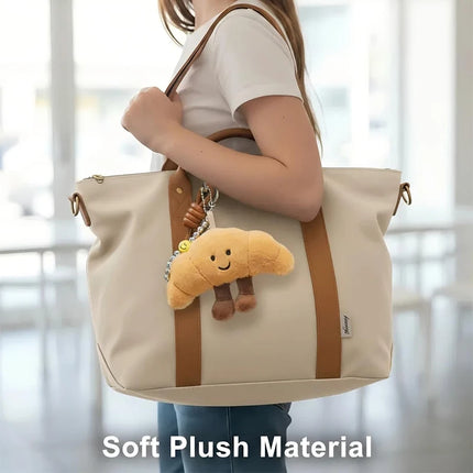 New Creative Plush Keychain Cartoon Baguette/Croissant Design for Car Keys Bag Charm Cute Girl Gift Croissant Keychain Pendant