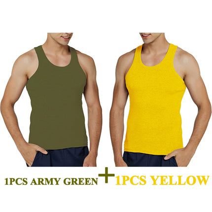 Tank Tops Men New 100% Cotton Solid Vest Mens Slim Casual Breathable Sleeveless Tops Gym Running Undershirt Male Gift Hot Sale
