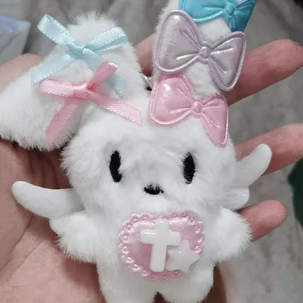 Anime NEEDY GIRL OVERDOSE Rain Ame Cosplay Keychain Cute Kawaii Rabbit Plush Cotton Stuffed Doll Pendant Keyring Accessories