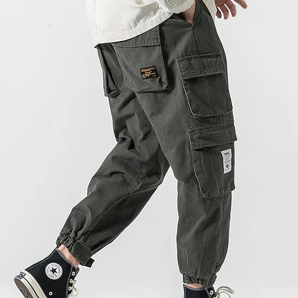 Korean Streetwear Cargo Jogger Pants Men Joggeing Loose Casual Sport Ankle-Lenght Trousers Fashion Sweatpants Male