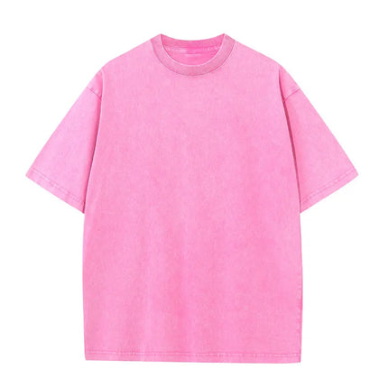 Summer 230g Retro Heavyweight Pure Cotton Round Neck T-shirt Custom Washed Loose Short Sleeved Oversize Men Top