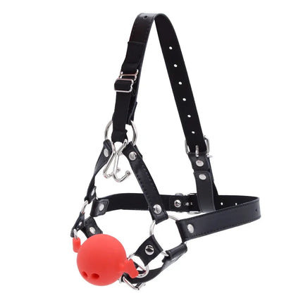 Couples Cosplay Open Mouth Gag BDSM Bondage Restraints Breathable Ring Harness Strap Fetish Silicone Gag Ball Sex Toys For Women