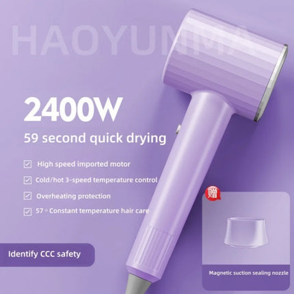 2400W High-Power Hair Dryer, Blue Light Ion Silent Magnetic Suction Hanger, Household Hair Salon Quick Drying Hair Dryer