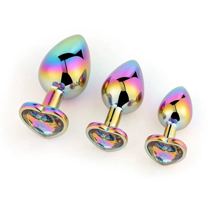 Colorful Anal Plug Rainbow Butt Plug Metal Anal Sex Toys Dildo Anal Beads 3 size for Choice Sex Toys Drop Shipping