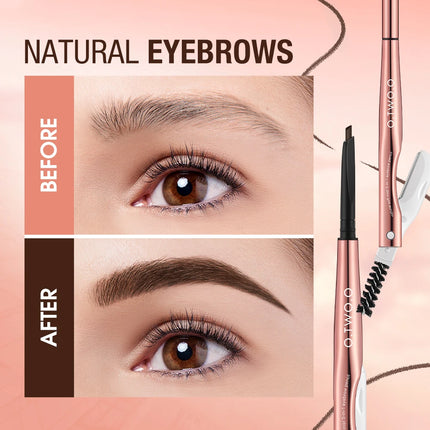 O.TWO.O Eyebrow Pencil 3 in 1 24 Hours Waterproof Long Lasting 4 Colors Brown with Eyebrow Trimmer Cosmetics Makeup Brow Pencil