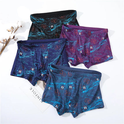 Mens Modal High Elasticity Boxer Shorts Print Underpants Sexy Boxers Bamboo Fiber Panties Male Underwears Plus Size 2XL-7XL