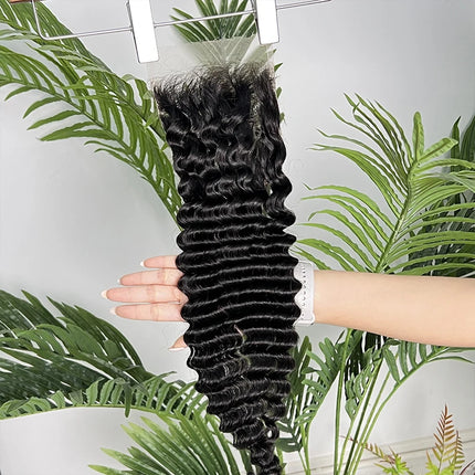 Deep Wave 5x5 HD Lace Closure Melt Skins Pre Plucked Small Knots Invisible HD Lace 100% Raw Virgin Human Hair Natural Color