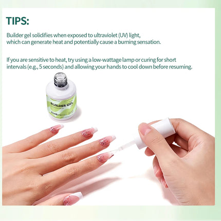 Nailpop 15ml Builder Gel Nail Polish for Nail Apex & Extension Strengthener Upgraded Soak Off UV Gel Rhinestone Glue 4 Colors