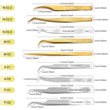 NAGARAKU Eyelash Extension Tweezers Makeup Tools Stainless Steel Non-magnetic Pincet False Eyelash Tweezers 3D accurate tweezers