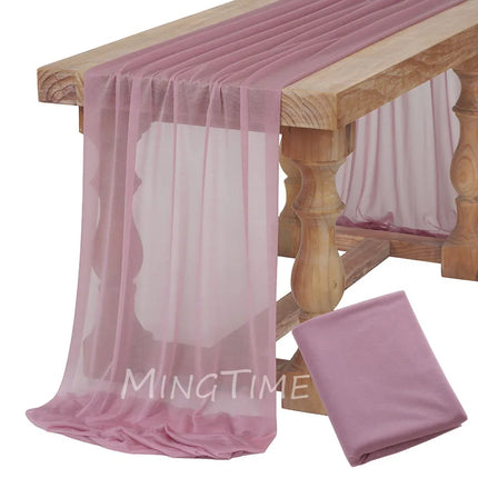 Soft Table Runner Blush Dust Pink Gauze Rustic Boho Natural Wedding Party Baby Shower Dinning Ornament Decoration