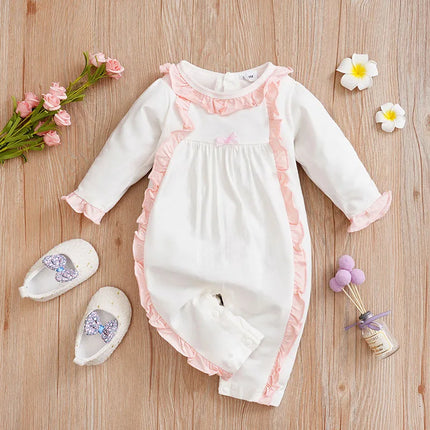 Newborn Clothing Solid Color Casual Comfortable Soft Cotton 0-18 Boys And Girls Spring And Autumn Long Sleeved Baby Jumpsuit