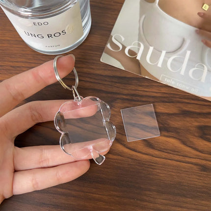 5/50Pcs Transparent Photo Frame Keychain Tassels Snap-In Custom Insert Photo Acrylic Blank Keyring Clear Blank Picture Pendant