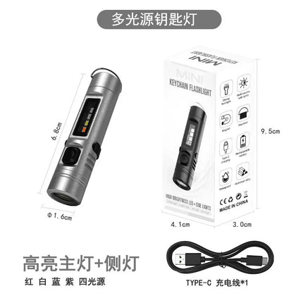 C9 Mini LED Handheld Flashlight USB Rechargeable Aluminum Alloy Torch Magnet Work Light Red Blue Emergency Keychain Lantern