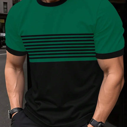 Oversized t-shirt Men's T Shirt Summer Fashion Casual Round Neck Short Sleeve Top Striped Printed Men's Clothing T-shirt