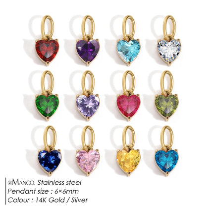 eManco 6MM Colorful Birthstone Pendant DIY Stainless Steel Women's Accessories Niche Design Luxury Rhinestone Charms Wholesale