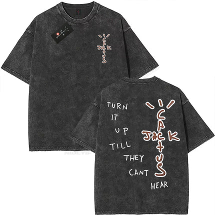 100% Cotton Oversized T Shirt For Men Women HipHop Washed T Shirts cactus jack Short Sleeve Gift Tops look mom i can fly K39