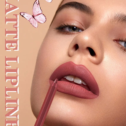 12-Piece Lip Liner Set Velvet Matte Matte Waterproof and Sweat-Proof Non-Fading Lipstick Autumn and Winter Whitening Complexion Long-Lasting Lip Liner