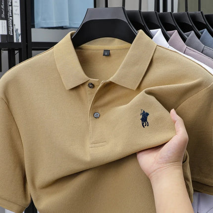 100% pure cotton fashion luxury brand pony embroidered comfortable POLO shirt for summer men's new striped exquisite short sleeve