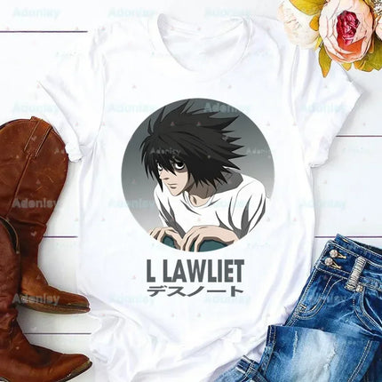 Death Note L Ryuk Summer Shirt Graphic T Shirt Women Tops O-neck Tees Funny Girls Anime Ryuuku Animation Collectable Tshirt