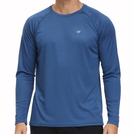 Men UPF 50+ Long Sleeve T-Shirt, Rash Guard Breathable Tops, Pullover Shirt for Sport Fishing Hiking Running Beach Surfing