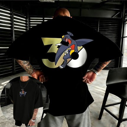 Pokemon  30th Anniversary Garchomp Printed T-shirt Summer Men's and Women's Loose Casual Hip Hop Trendy Short Sleeve Top