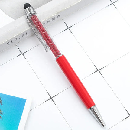 50pcs/Lot Crystal Metal Ballpoint Pen Fashion Creative Stylus Touch for Writing Stationery Office School Gift Free Custom Logo