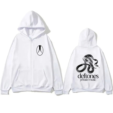 Limited Alternative Metal Rock Band Deftones Private Music Snake Zipper Hoodie Men Women Vintage Oversized Zip Up Jacket Coat