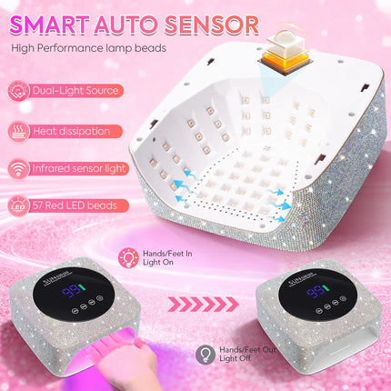 UV LED Nail Lamp For Nails 57LEDS Wireless Gel Polish Curing Lamp With Large Screen Professional Nail Equipment For Salon