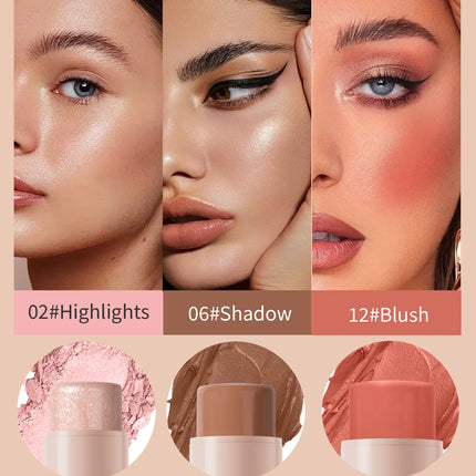 Makeup Face Contouring Bronzer Stick Highlighter 2 in 1 Matte Glitter Brightening Silkworm Blusher Rouge Cream Concealer Pen